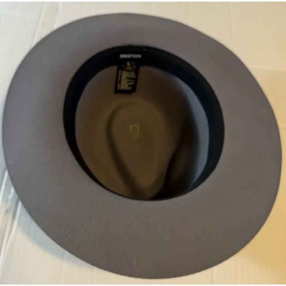 Brixton Size Large Wool Felt Fedora Hat Washed Gray Wide Brim